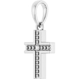 14K Gold Beaded Cross Pendant – 18.5x8.4mm - White Gold - view 2