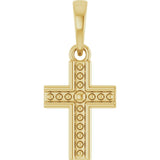 14K Gold Beaded Cross Pendant – 18.5x8.4mm - Yellow Gold