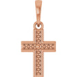 14K Gold Beaded Cross Pendant – 18.5x8.4mm - Rose Gold