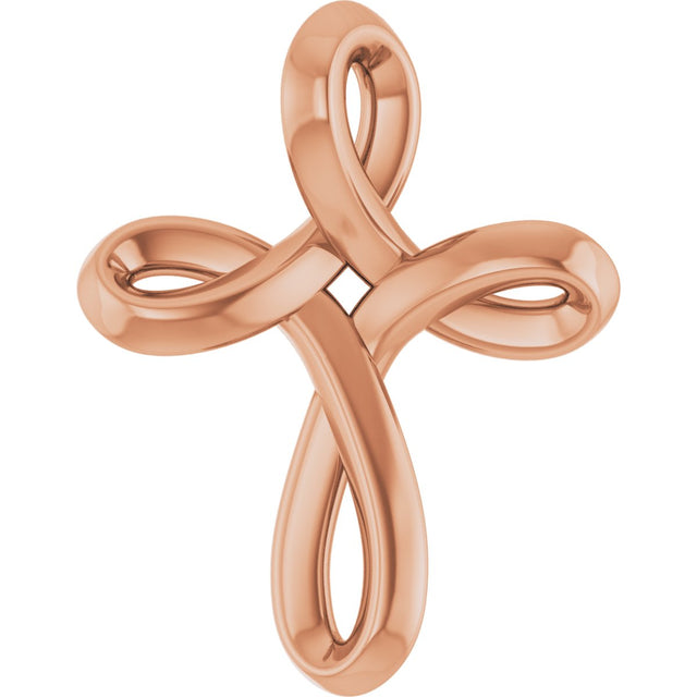 14K Gold Freeform Cross Necklace or Pendant - Rose Gold