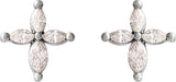 Platinum Marquise Natural Diamond Accented Cross Earrings - view 5
