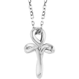 14K Gold Freeform Cross Necklace or Pendant - White Gold - view 2