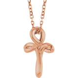 14K Gold Freeform Cross Necklace or Pendant - Rose Gold - view 2