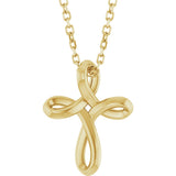 14K Gold Freeform Cross Necklace or Pendant - Yellow Gold