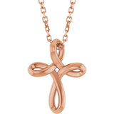 14K Gold Freeform Cross Necklace or Pendant - Rose Gold