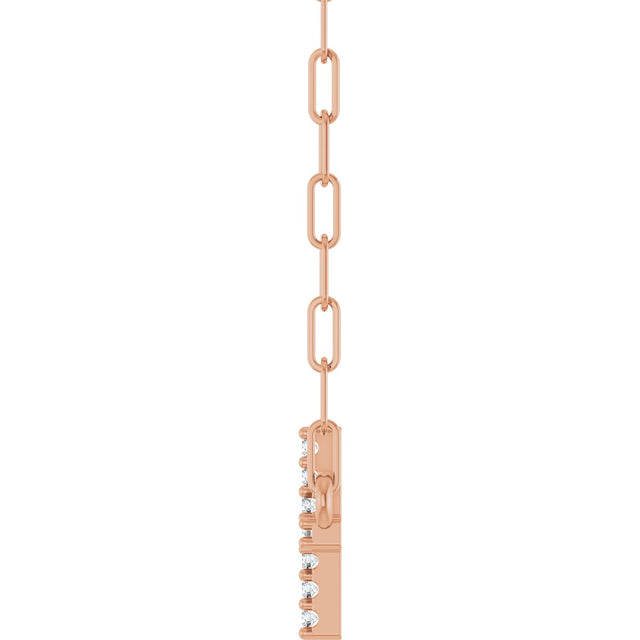 14K Gold Round Natural Diamond Accented Sideways Cross Necklace – 19.3x10.8mm - Rose Gold - view 6