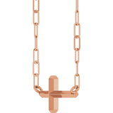 14K Gold Sideways Cross Necklace II - Rose Gold - view 2