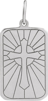 Platinum Cross Dog Tag Pendant