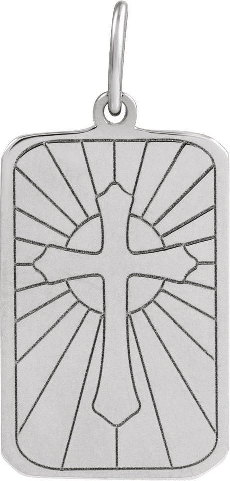 Platinum Cross Dog Tag Pendant
