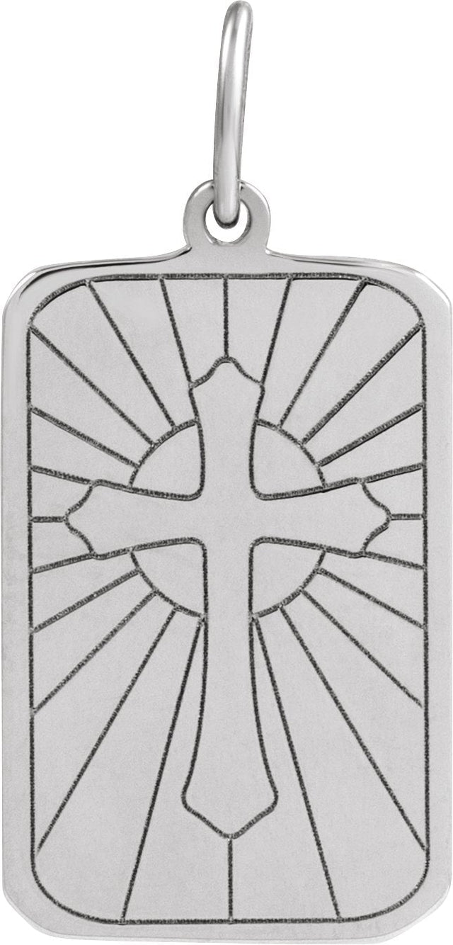 Platinum Cross Dog Tag Pendant