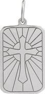 Platinum Cross Dog Tag Pendant