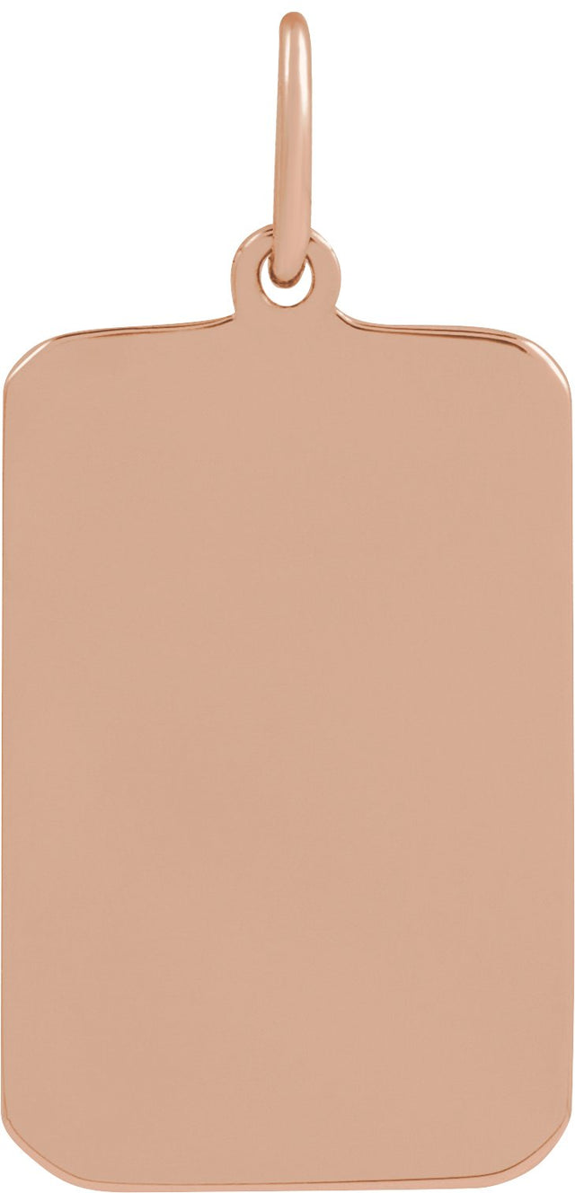 14K Gold Cross Dog Tag Pendant - Rose Gold - view 3