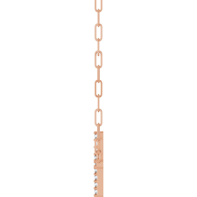 14K Gold Round Natural Diamond Accented Sideways Cross Necklace – 19.3x10.8mm - Rose Gold - view 6