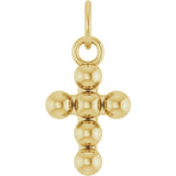 14K Gold Beaded Cross Necklace or Pendant – 12.3x6mm - Yellow Gold