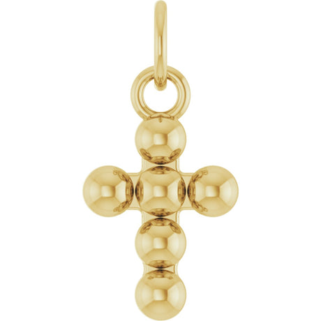 14K Gold Beaded Cross Necklace or Pendant – 12.3x6mm - Yellow Gold