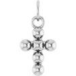 Platinum Beaded Cross Necklace or Pendant