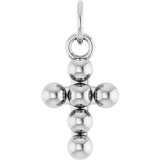 Platinum Beaded Cross Necklace or Pendant
