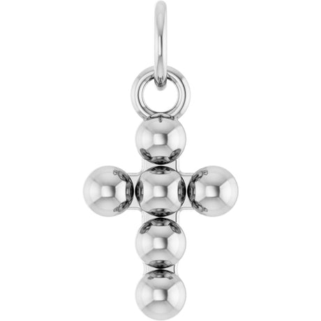 Platinum Beaded Cross Necklace or Pendant