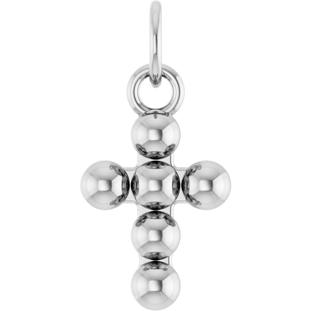 Platinum Beaded Cross Necklace or Pendant