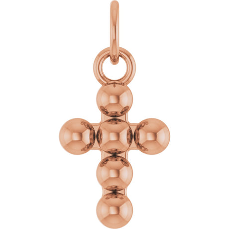14K Gold Beaded Cross Necklace or Pendant – 12.3x6mm - Rose Gold