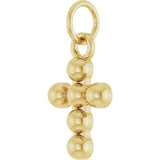 14K Gold Beaded Cross Necklace or Pendant – 12.3x6mm - Yellow Gold - view 2