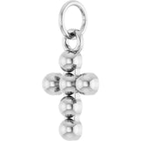 14K Gold Beaded Cross Necklace or Pendant – 12.3x6mm - White Gold - view 2