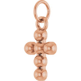 14K Gold Beaded Cross Necklace or Pendant – 12.3x6mm - Rose Gold - view 2