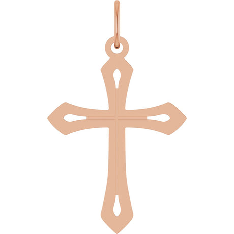 14K Gold Cross Necklace or Pendant – 25.1x15mm - Rose Gold