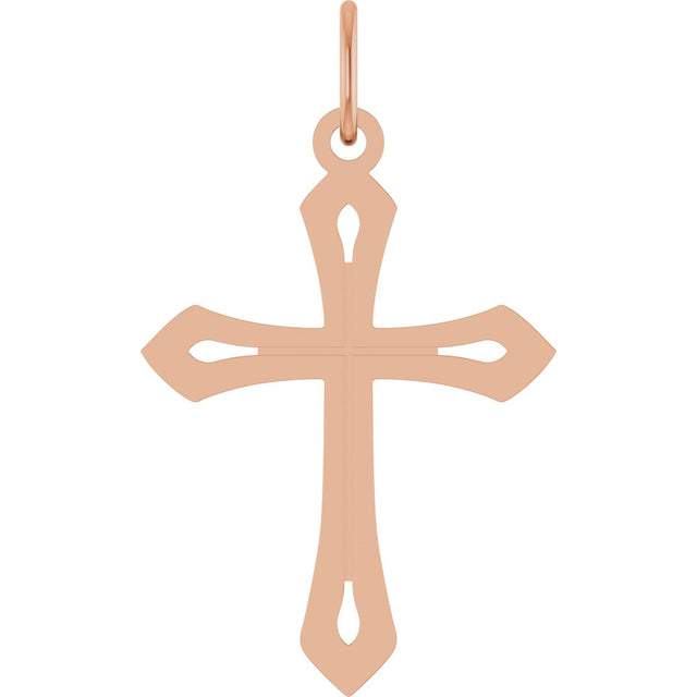14K Gold Cross Necklace or Pendant – 25.1x15mm - Rose Gold