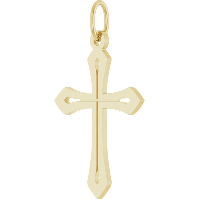 14K Gold Cross Necklace or Pendant – 25.1x15mm - Yellow Gold - view 2