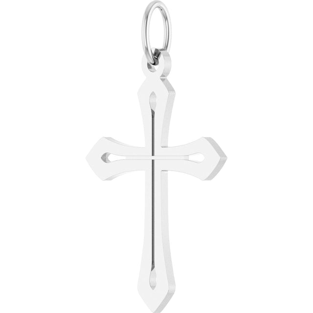 14K Gold Cross Necklace or Pendant – 25.1x15mm - White Gold - view 2