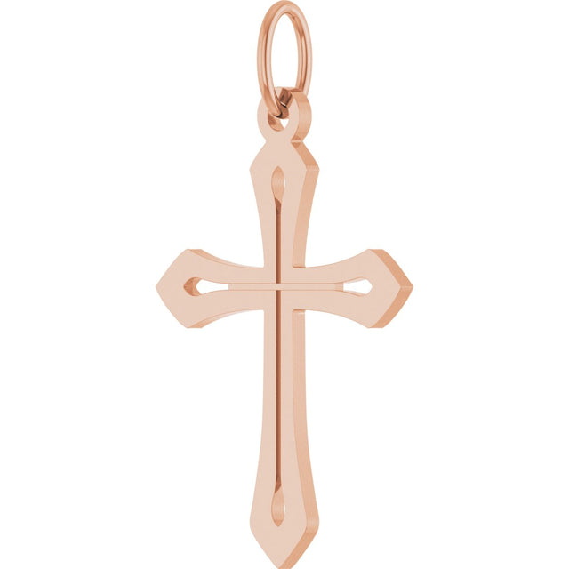 14K Gold Cross Necklace or Pendant – 25.1x15mm - Rose Gold - view 2