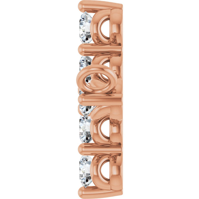14K Gold Round Lab-Grown Diamond Accented Sideways Cross Necklace - Rose Gold - view 9