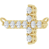 14K Gold Round Natural Diamond Accented Sideways Cross Necklace – 1/4 CTW - Yellow Gold - view 8