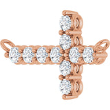 14K Gold Round Natural Diamond Accented Sideways Cross Necklace – 1/4 CTW - Rose Gold - view 8