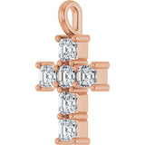 14K Gold Square Lab-Grown Diamond Accented Cross Pendant - Rose Gold - view 8