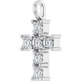 10K Gold Round Lab-Grown Diamond Accented Cross Pendant - White Gold - view 8
