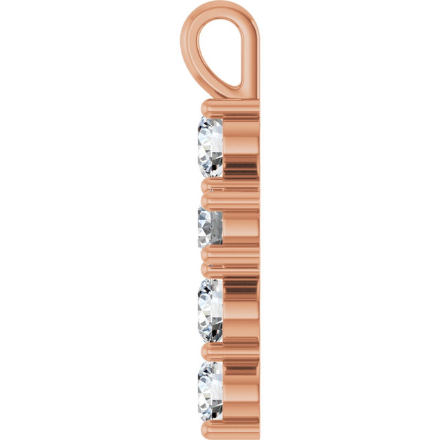 10K Gold Round Lab-Grown Diamond Accented Cross Pendant - Rose Gold - view 9
