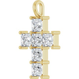 10K Gold Square Lab-Grown Diamond Accented Cross Pendant - Yellow Gold - view 8