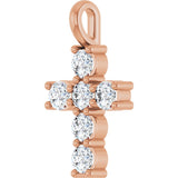 10K Gold Round Lab-Grown Diamond Accented Cross Pendant - Rose Gold - view 8