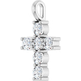 10K Gold Round Lab-Grown Diamond Accented Cross Pendant - White Gold - view 8