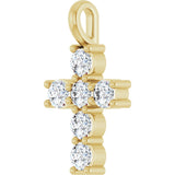 14K Gold Round Natural Diamond Accented Cross Pendant – 2x2mm - Yellow Gold - view 8