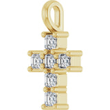 14K Gold Asscher Natural Diamond Accented Cross Pendant - Yellow Gold - view 8