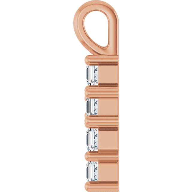 10K Gold Round Lab-Grown Diamond Accented Cross Pendant - Rose Gold - view 9