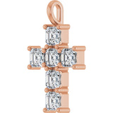 10K Gold Round Lab-Grown Diamond Accented Cross Pendant - Rose Gold - view 8