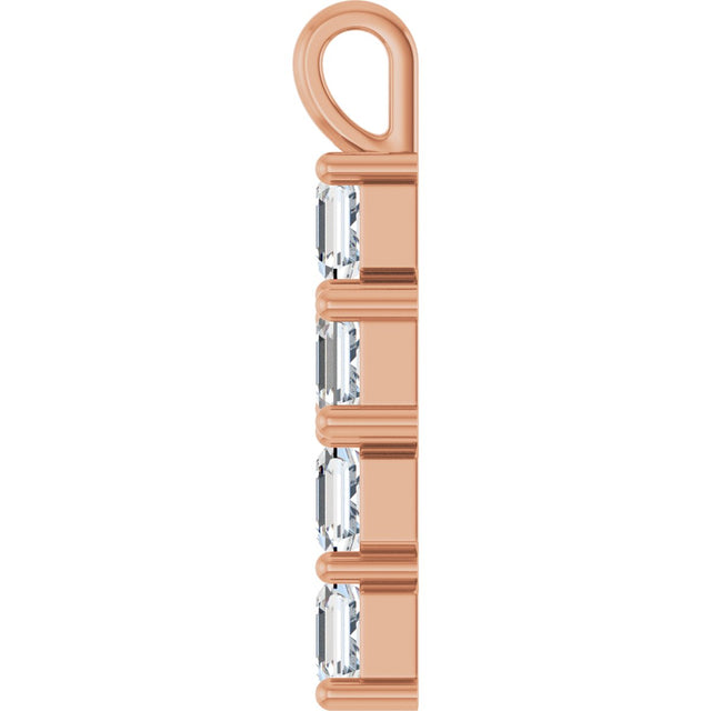 10K Gold Round Lab-Grown Diamond Accented Cross Pendant - Rose Gold - view 9