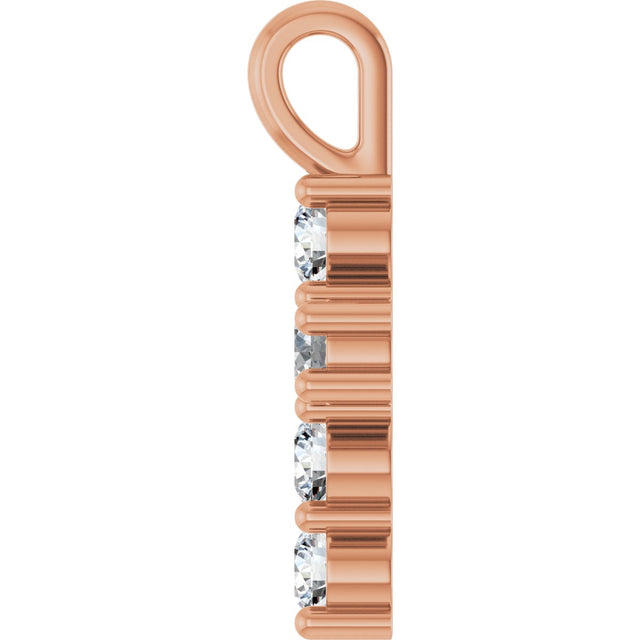 10K Gold Round Lab-Grown Diamond Accented Cross Pendant - Rose Gold - view 9
