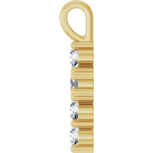 14K Gold Square Lab-Grown Diamond Accented Cross Pendant - Yellow Gold - view 9
