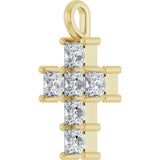 10K Gold Square Lab-Grown Diamond Accented Cross Pendant - Yellow Gold - view 8