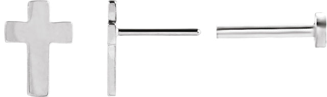 14K Gold Cross Earrings - White Gold - view 2